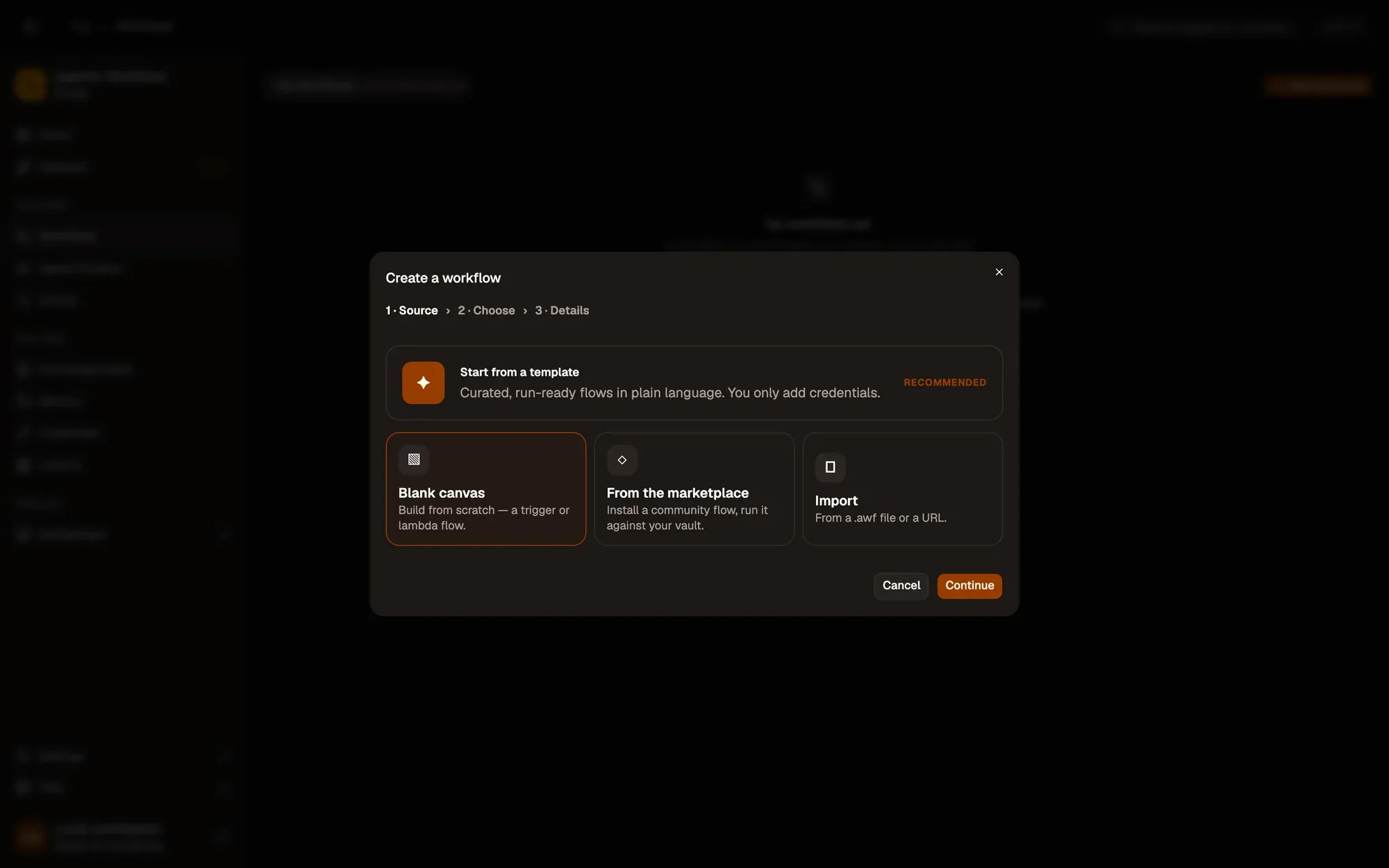 Step 1, close-up of the app: Blank canvas, outlined.