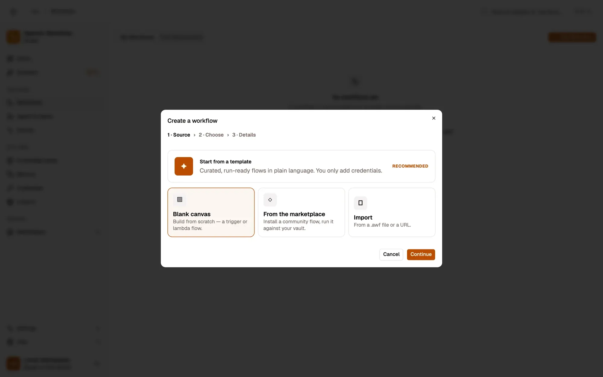 Step 1, close-up of the app: Blank canvas, outlined.