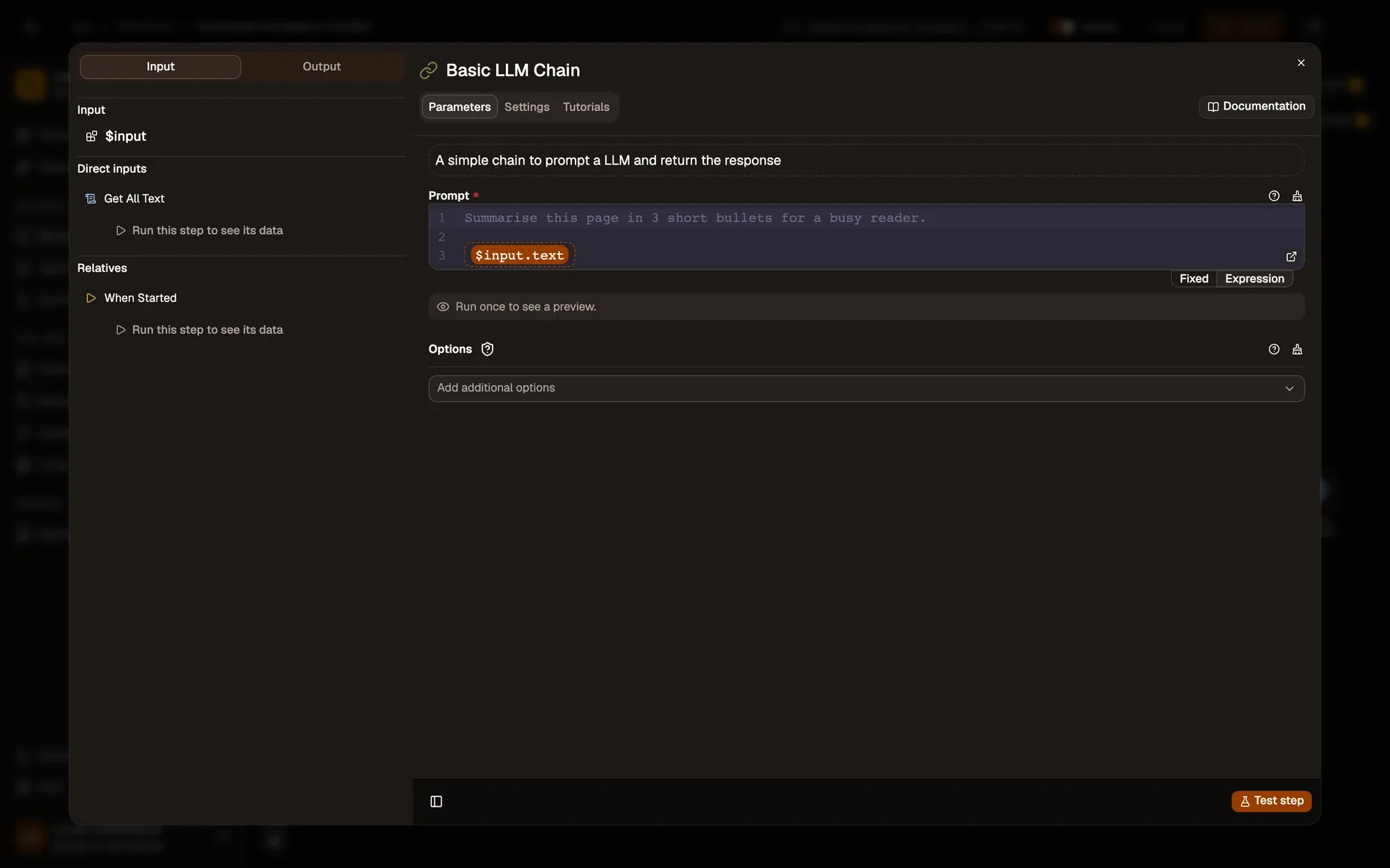 Step 4, close-up of the app: The Prompt field, outlined.