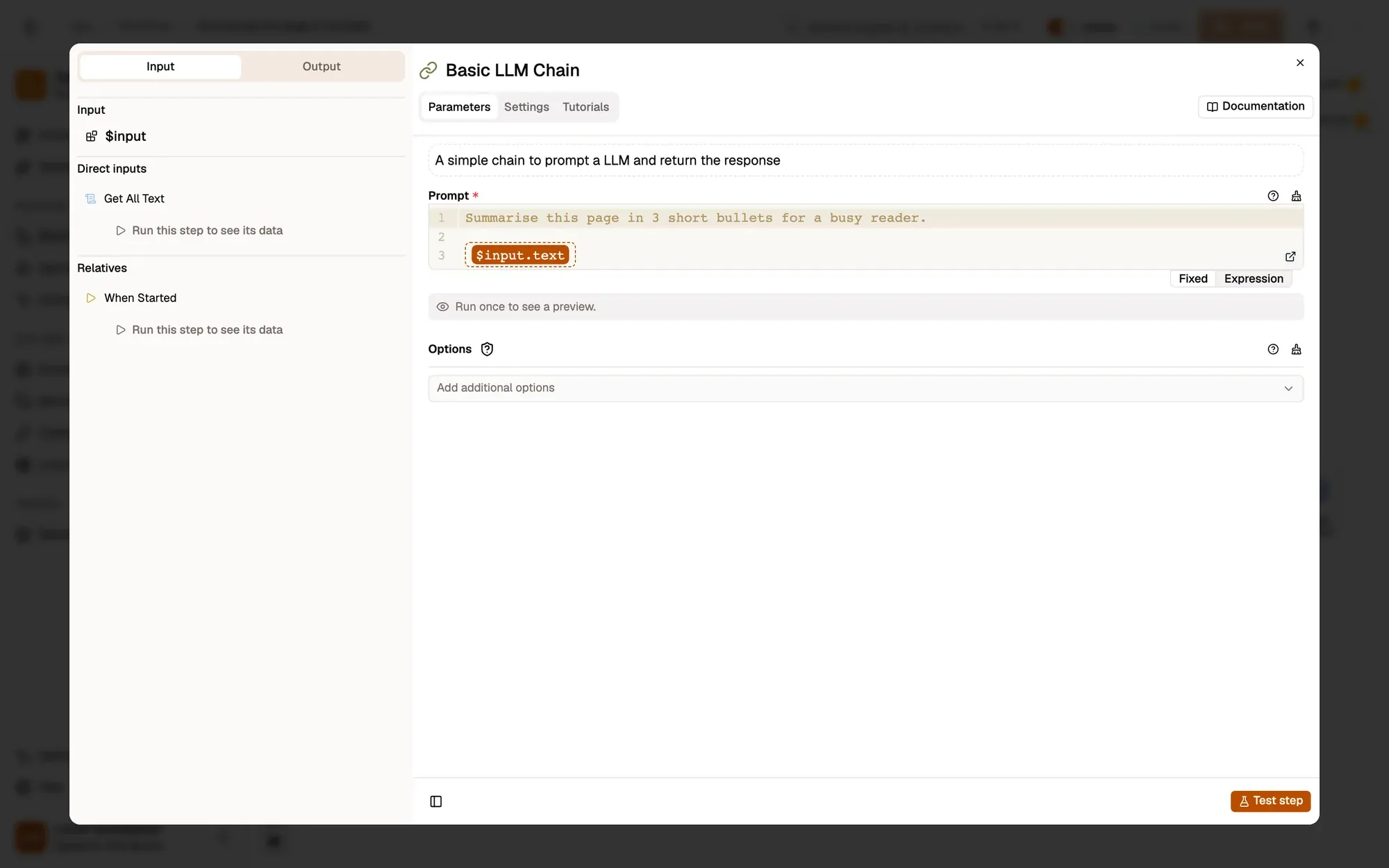 Step 4, close-up of the app: The Prompt field, outlined.