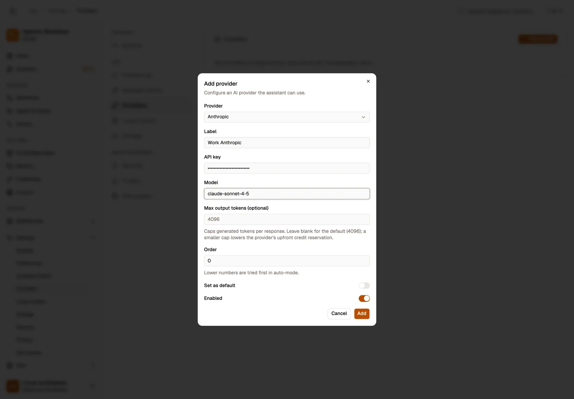 Step 2, close-up of the app: API key, outlined.