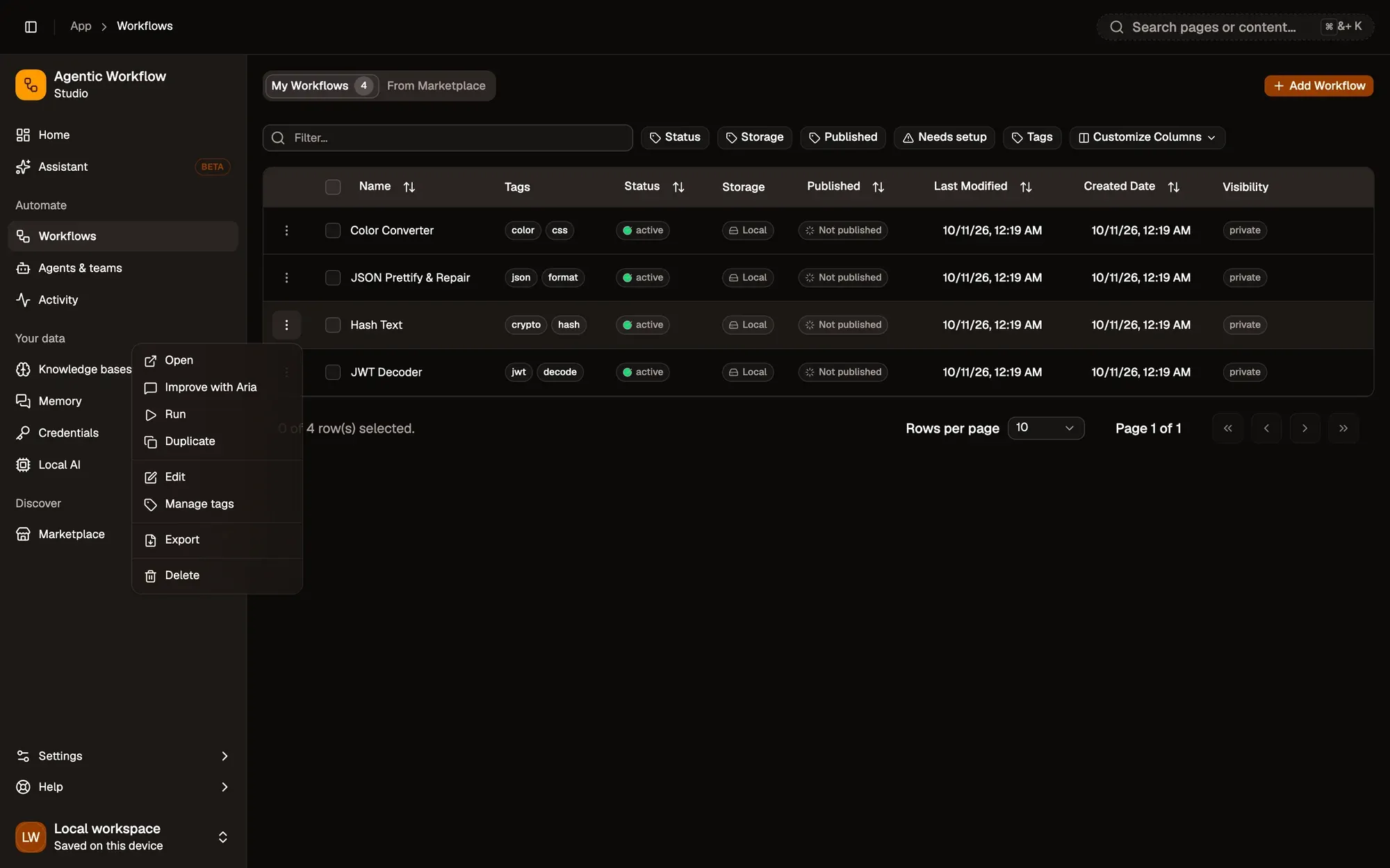 Step 1, close-up of the app: The row menu (⋮), outlined.