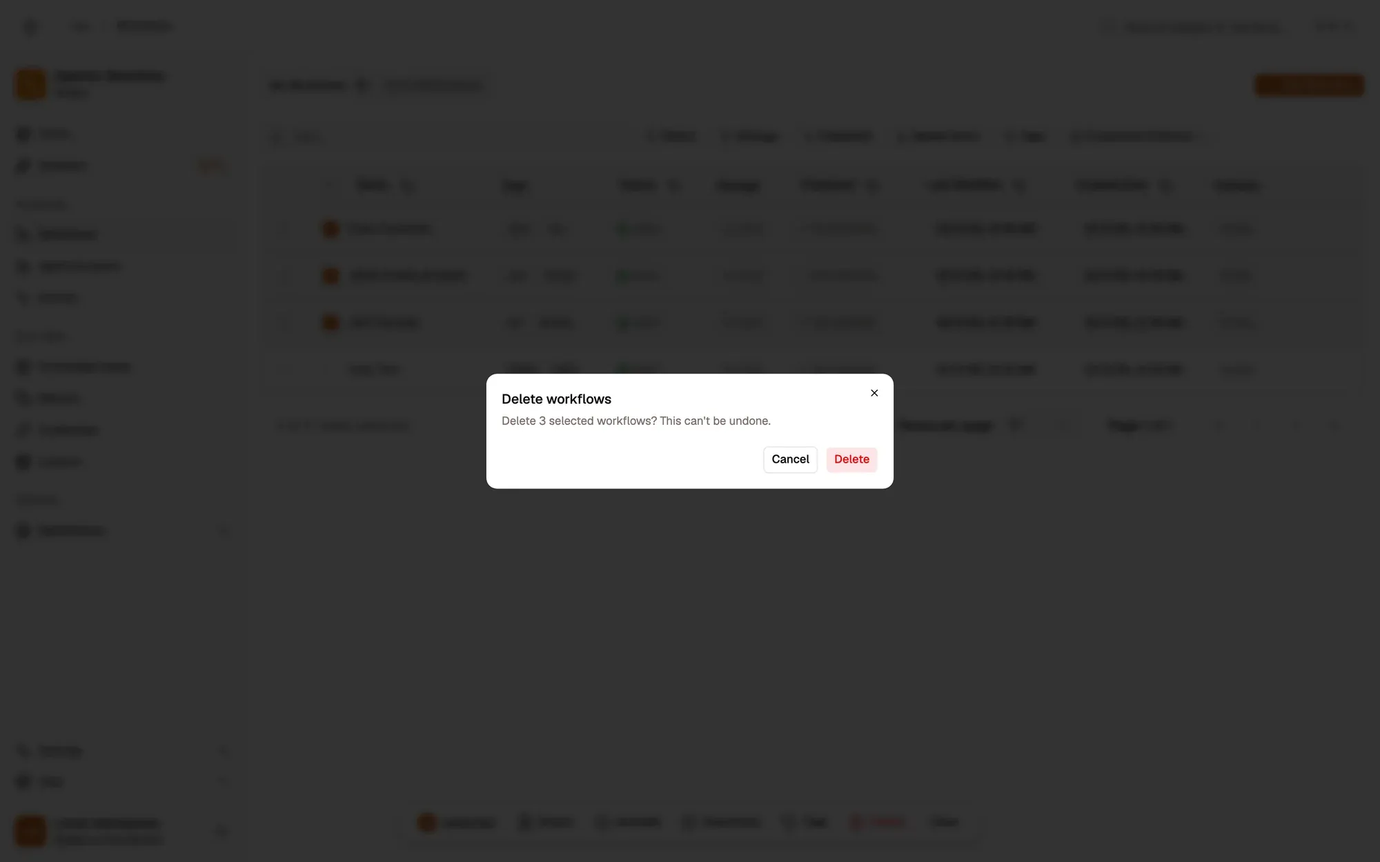 Step 3, close-up of the app: Delete: confirm, outlined.
